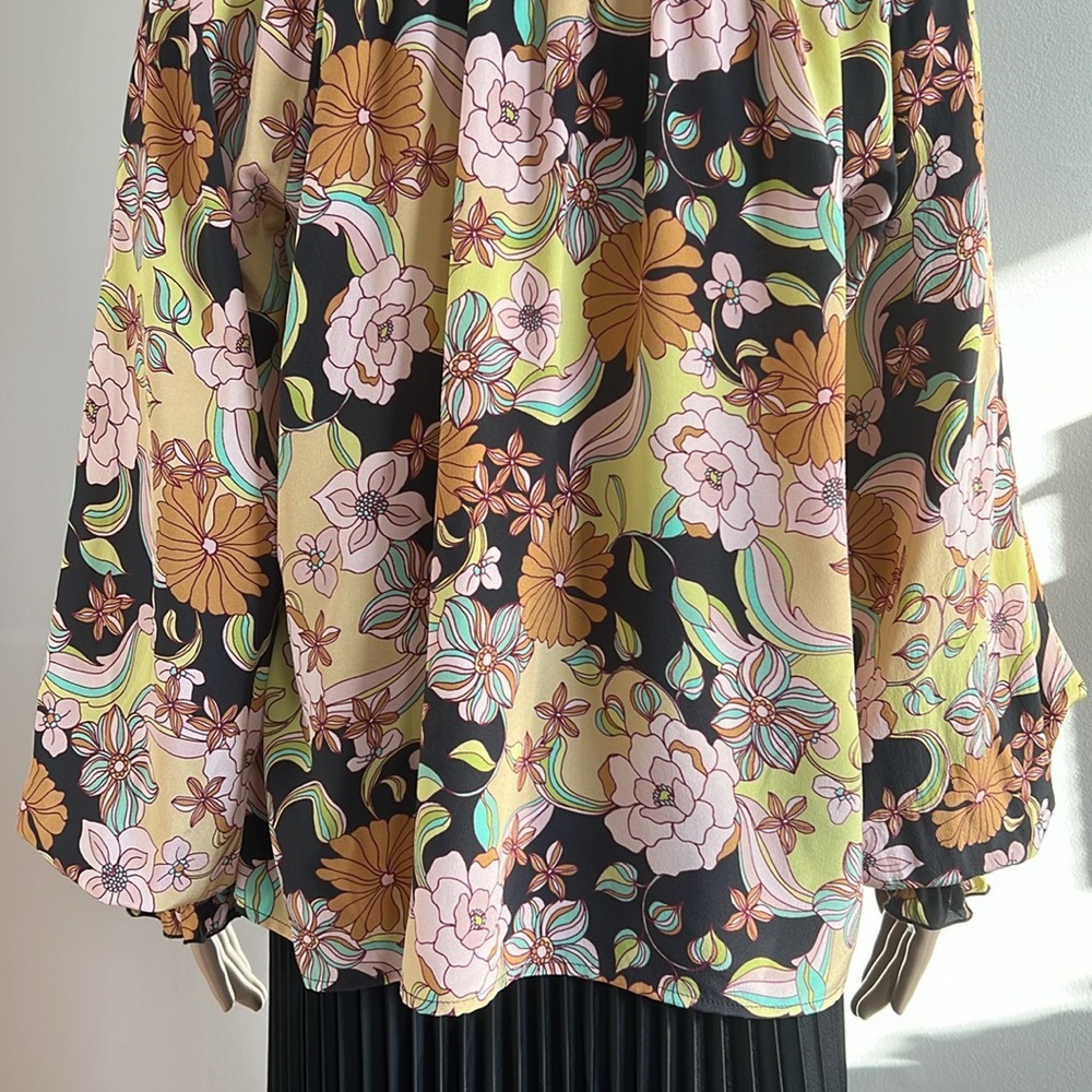 Johnny Was Love Diana Silk Floral Long Sleeve Blouse Boho Chic Size S - Picture 14 of 16
